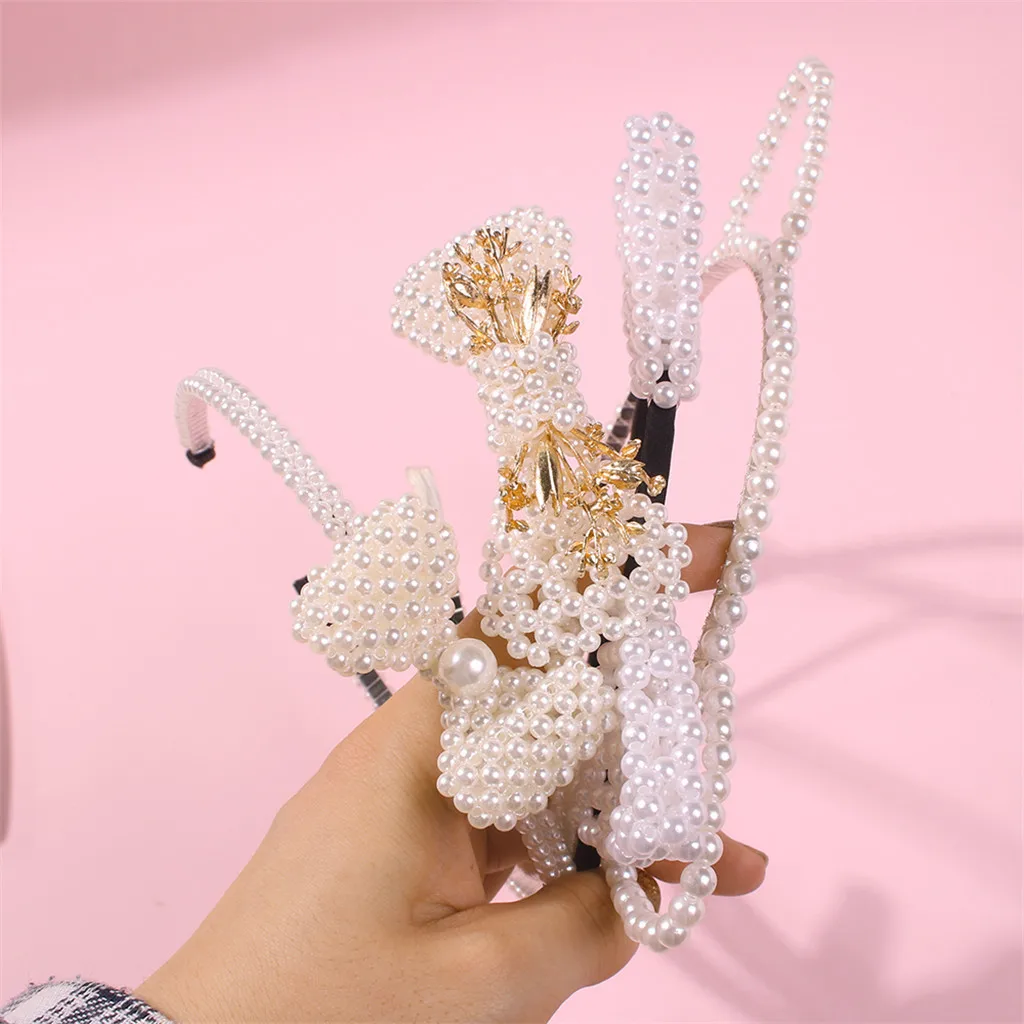 Новая жемчужная лента для волос заколка женский жемчуг отделанный бисером обруч