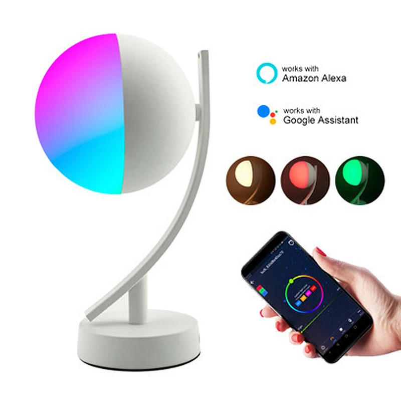 21 03 25 de descuento lampara de mesa inteligente led rgb regulable con control por voz wifi aplicacion remota para cabecera alexa google