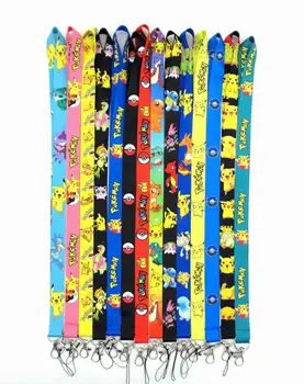 

50Pcs Pokemon Pikachu Lanyard id badge holder keychain straps for mobile phone Free Shipping
