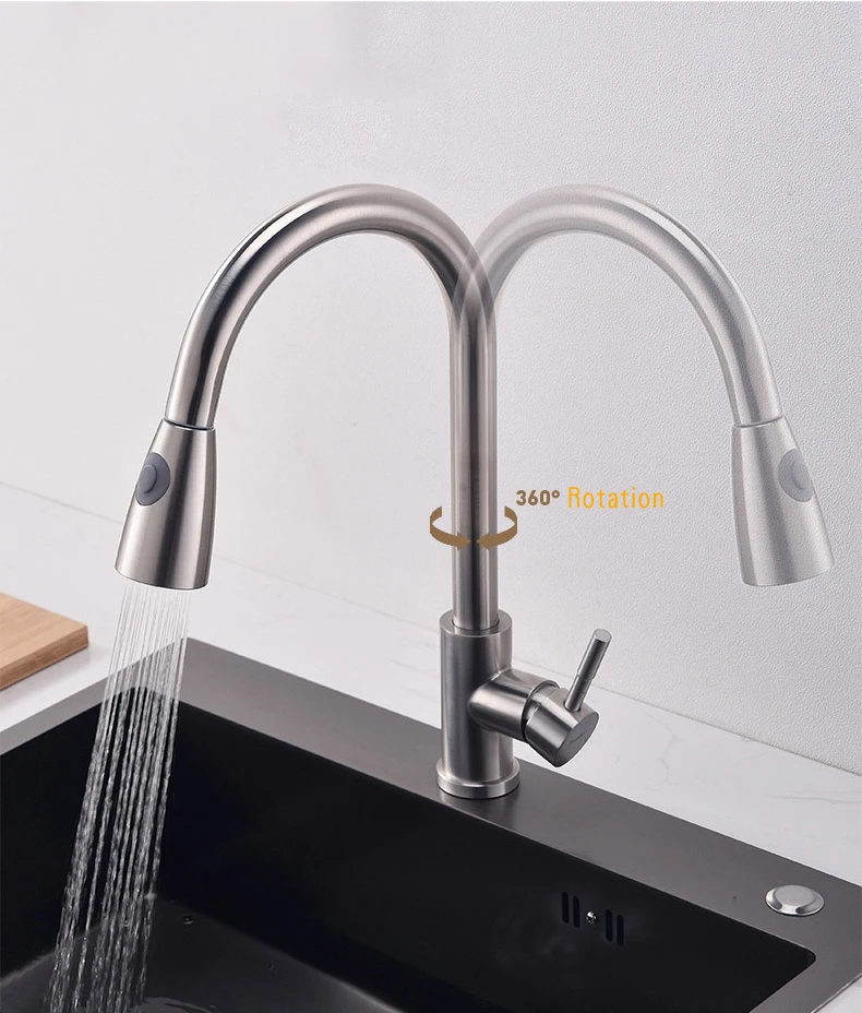 Grifo Lavabo, смеситель для кухонной раковины, смеситель для горячей и холодной воды, вращающийся на 360 градусов, Матовый кран, выдвижной кран, смесители из нержавеющей стали, настенное крепление, опрыскиватель K8