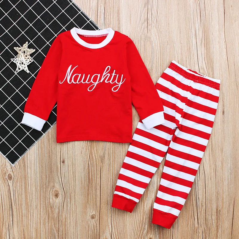 

New Arrival Clothing Cotton Girl Letter Embroider boutique clothes Christmas pajama children Green Red set custom pajamas