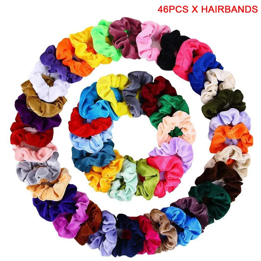 NEW 46 Colors Hair Scrunchies Velvet Elastic Hairties Hairbands Ponytail Holder For Women Girls Hair Accessories