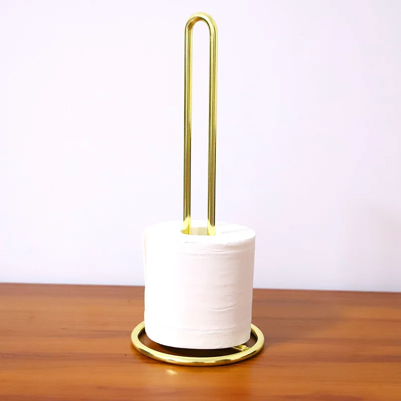 

Stainless Steel Round Toilet Kitchen Paper Holder Tissue Paper Towel Stand Countertop organizer Bathroom Storage Rack for Hotel