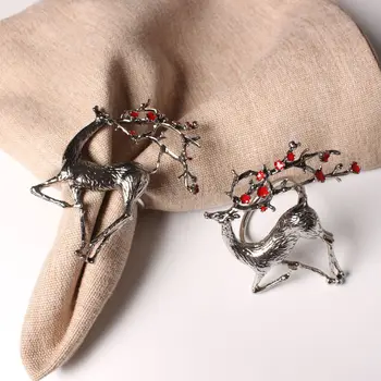 

10pcs/lot New Christmas deer napkin ring gold and silver alloy napkin buckle napkin ring hotel wedding table decoration