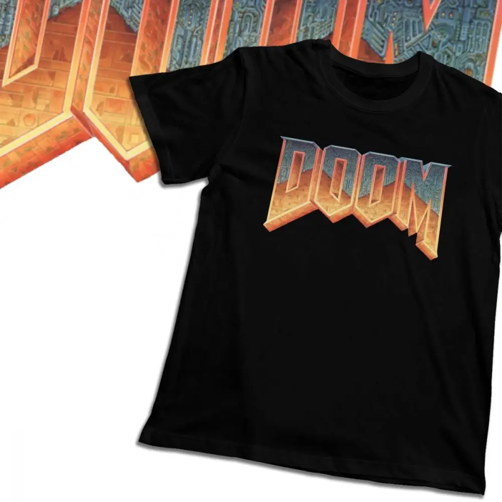 Графический принт Doom видео игры Homme Футболки для мальчиков и девочек летом прохладно человек из органического хлопка, футболка, рубашка с круглым воротником