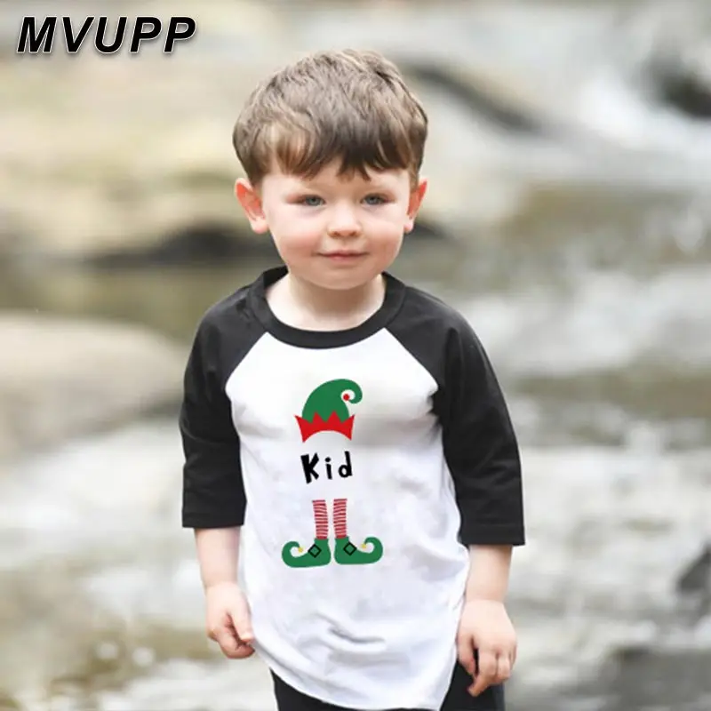 

MVUPP Christmas elements family fashion long tshirt mother father daughter son matching outif dad mom and me family look clothes