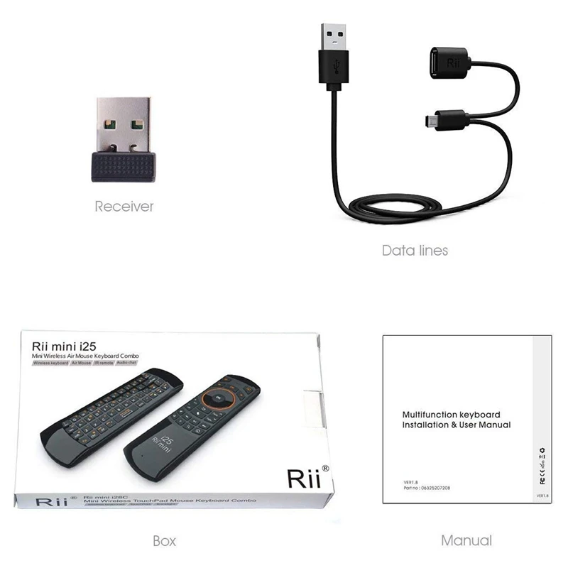 Rii Mini I25 2,4 Ghz Air mouse пульт дистанционного управления с клавиатурой IR Learning пульт дистанционного управления для Smart tv Android tv Box IP tv PC HTPC