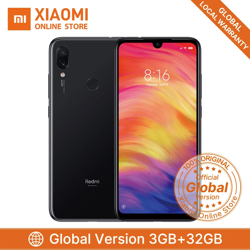 Xiaomi Redmi Note 7 с глобальной версией 3 Гб ОЗУ 32 ПЗУ Смартфон Snapdragon 660 четыре ядра 4000 мАч