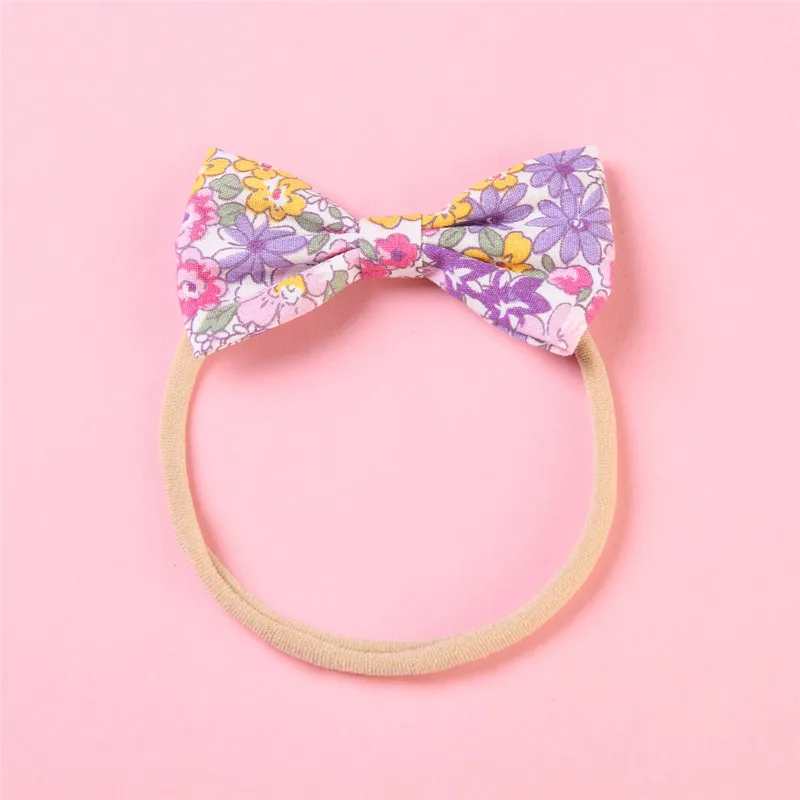 1 шт. цветочный принт хлопок бант из нейлона повязки на голову Детские аксессуары