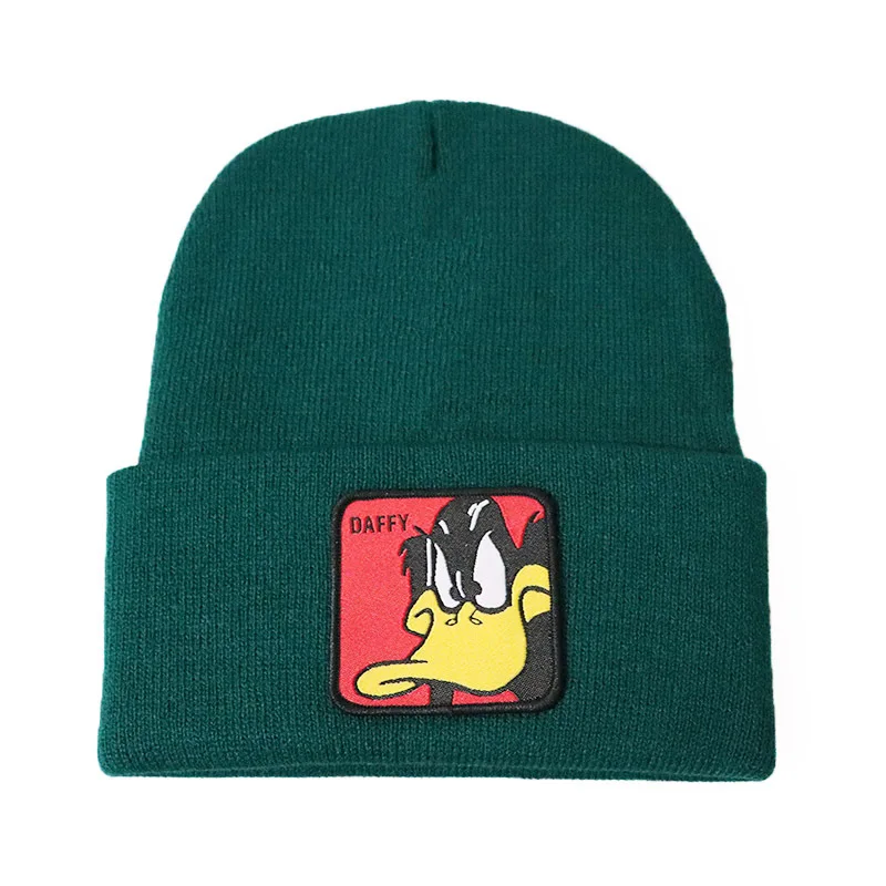 Dark green Новые забавные Даффи Дак Beanie Мужские Женские шапки Косплей зимняя шапка 12 цветов - Цвет: Dark green