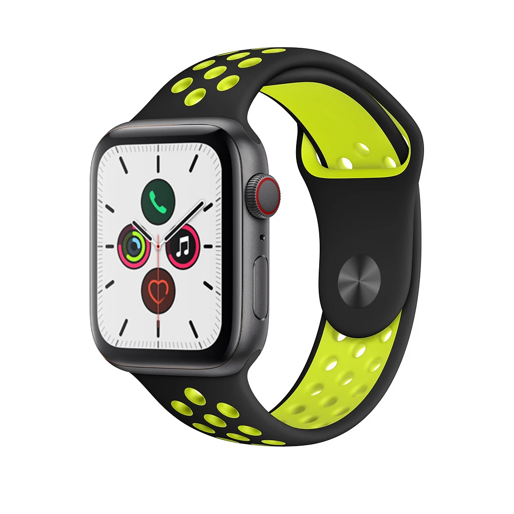 black yellow Силиконовый ремешок pulseira для apple watch band 4(iwatch 5) 44 мм 40 мм apple watch 3 2 1 ремешок 42 мм 38 мм - Цвет ремешка: black yellow