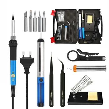 

220V 110V 60W Electric Soldering iron kit Adjustable Temperature Soldering iron Set With Desoldering Pump Solder Wire Stand Box