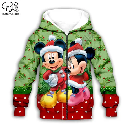 Kid set Merry Christmas cosplay 3D print cartoon hoodies Santa Claus micky kawaii child Sweatshirt zipper coat boy girl Pant - Цвет: Kids zip hoodies