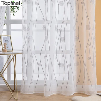 

Topfinel Natural Embroidered Sheer Curtains for Living Room Bedroom Elegant Yarn Curtains Embroidery White Voile Curtains Panel