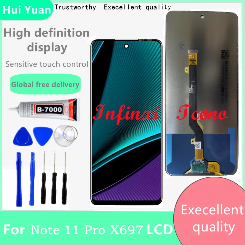 6.95" For Infinix Note 11 Pro X697 LCD Display Touch Screen Digitizer Assembly Repair Replacement Parts New Note11 Pro LCD infinix hot new model