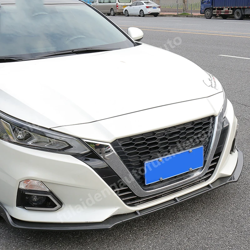 3 шт. для Nissan Teana Altima- углеродное волокно черный передний бампер для губ комплект спойлер автомобильные аксессуары