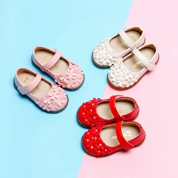 

Toddler Baby Girls Children Solid Flower Leather Single Shoes Soft Sole Princess Casual Shoes kids baby shoes детская обувь New