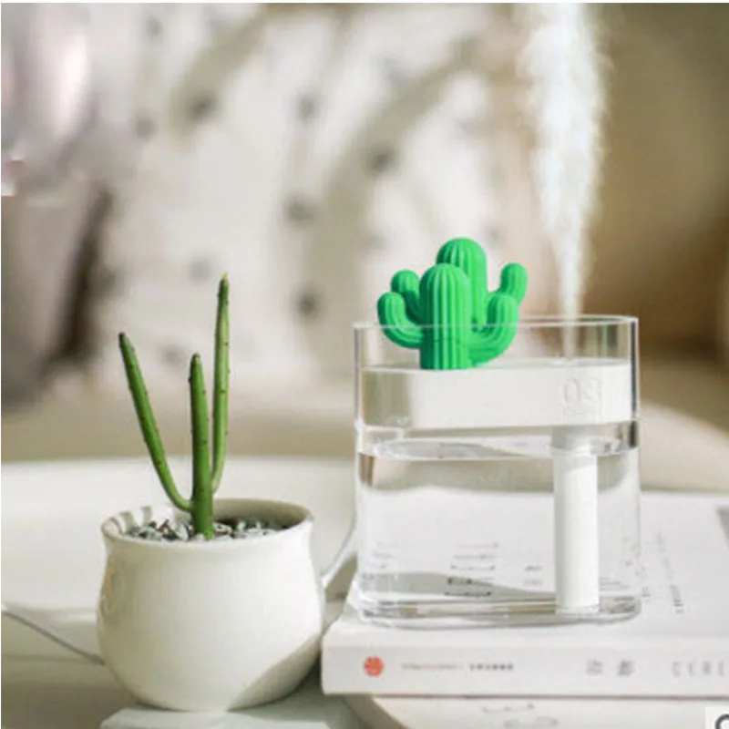 

160ML Mini USB Ultrasonic Colorful Lights Clear Cactus Air Humidifier Essential Oil Diffusor Car Purifier Anion Aroma Diffusor