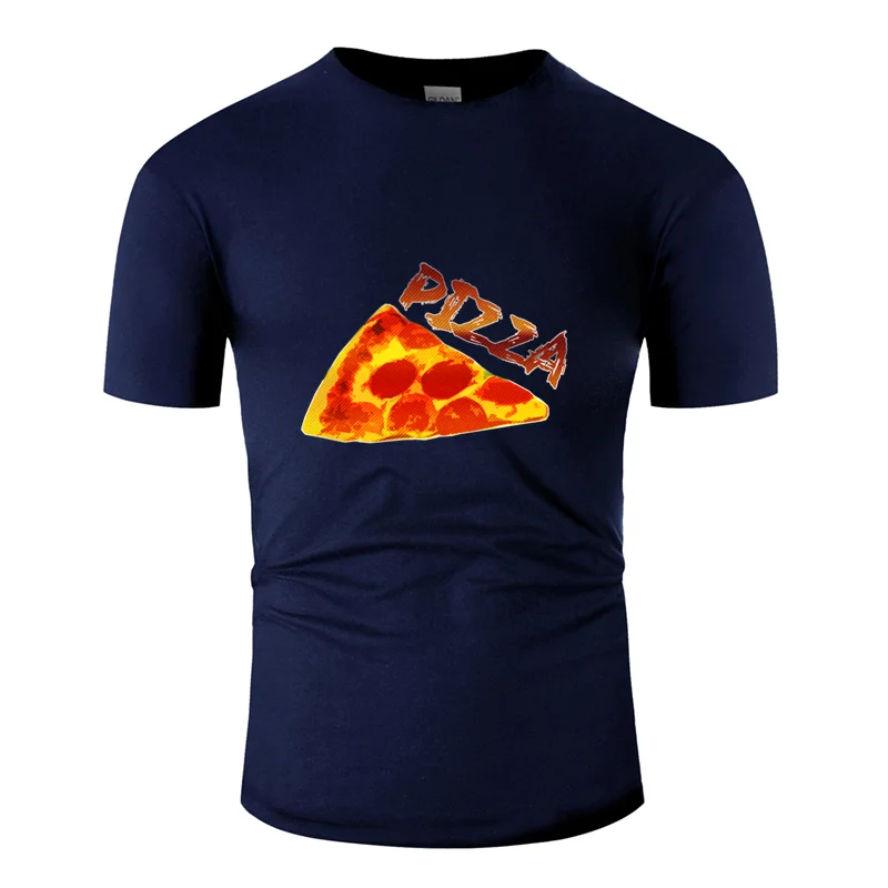 Новая мода Humor pizza3 Футболка мужская женская одежда Европейский размер S-5xl Мужская футболка для отдыха короткий рукав против морщин - Цвет: Men-Navy Blue