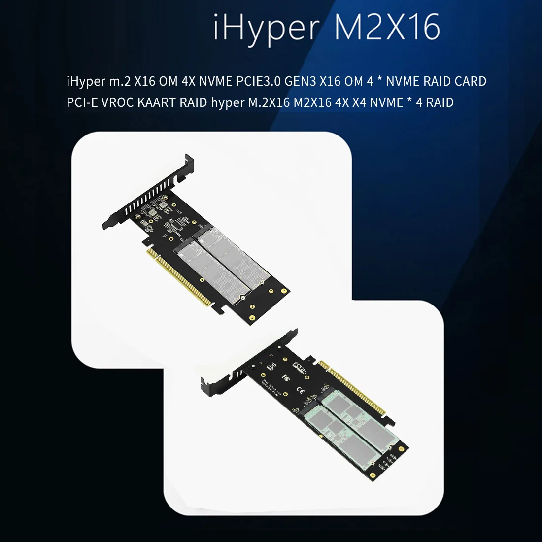 JEYI iHyper m.2 X16 до 4X NVME PCIE3.0 GEN3 X16 до 4* NVME RAID карта PCI-E VROC RAID Hyper M.2X16 M2X16 4X X4 NVME* 4 RAID