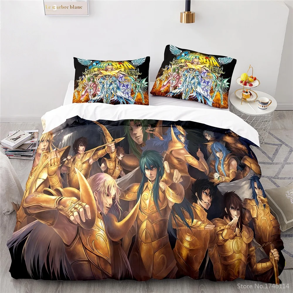 Anime Saint Seiya 3D Print Bedding Set Queen King Size Duvet Cover Set Soft Quilt Cover Pillowcase set Home Textile Bedclothes