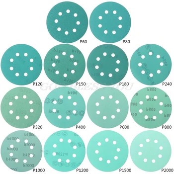 

10pcs Professional Anti Clog 125mm Sandpaper 5" Polyester Film Sanding Disc Wet and Dry Hook and Loop Abrasive Tools with Grits