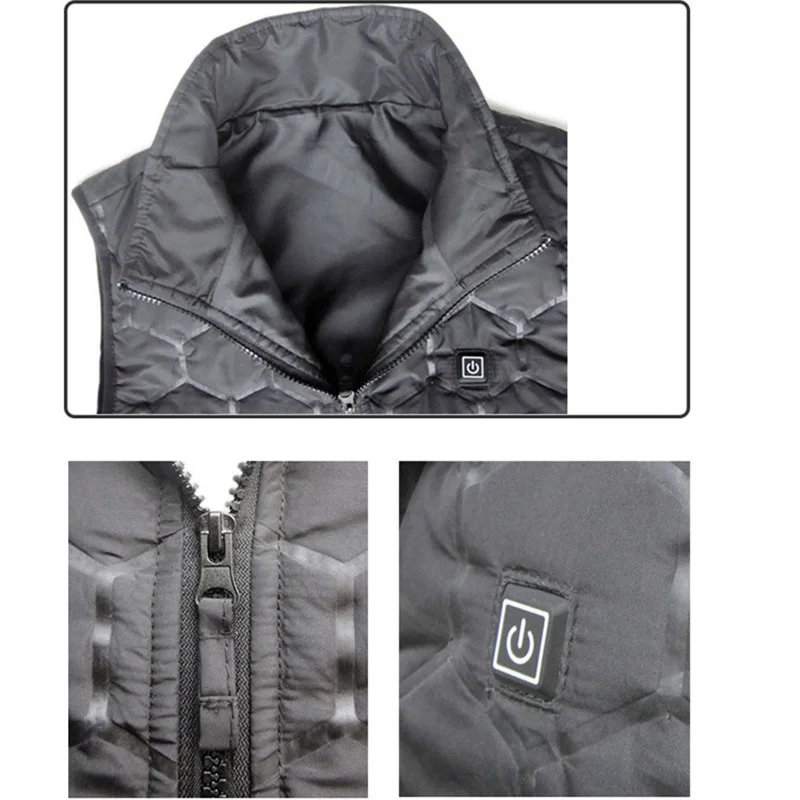 

USB Heating Vest Charging Electric M-XL Polyester Black Soft Winter Warmer