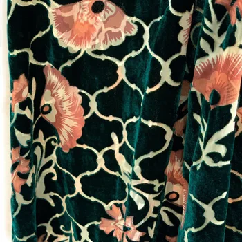 

ON SALE dark green Burnout Silky Velvet Dress Fabric Flocking Silk Fabric Cloth Rayon Velour Party Dress Shirt Material