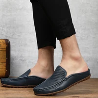 Italian Men Slippers Genuine Leather Loafers Moccasins Outdoor Non-slip Black Casual Slides Summer Spring Fashion Shoes 2020 - Image 6