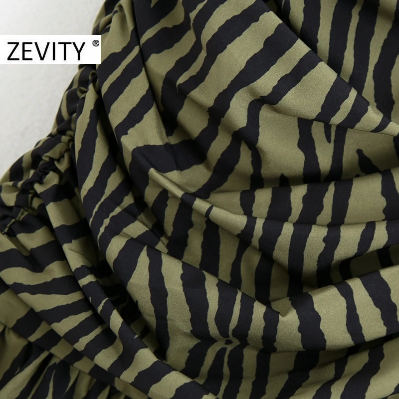 ZEVITY New Women animal pattern print pleated asymmetrical skirt faldas mujer female back zipper chic hem ruffles skirts QUN693