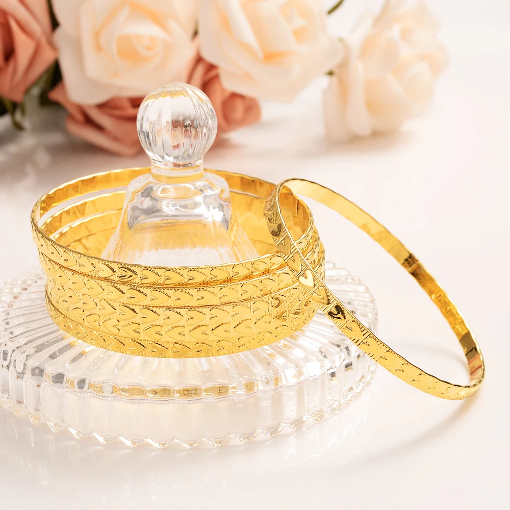 8pcs 24k Gold Color Ethiopian Jewelry Bangles For Women Dubai Ramadan Bangles&Bracelet African/Arab Wedding jewelry Gift bangle bracelet