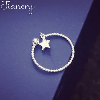 

JIANERY Punk Vintage 925 Sterling Silver Star Rings For Women Men Engagement Rings Girls Party Gifts Anillos 2019