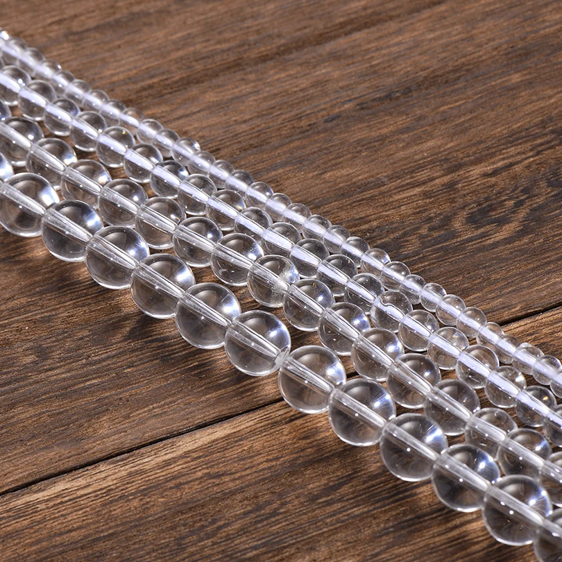Transparent stone Круглые бусины из натурального камня, матовая лава, тигровый глаз, бирюза, черный оникс, бусины для браслета, ожерелья, ювелирных изделий, сделай сам - Цвет: Transparent stone