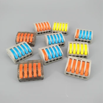 

10pcs PCT-215 5 Pin Universal compact wire wiring connector conductor terminal block with lever with different color