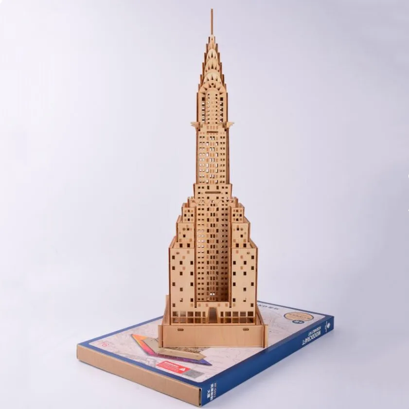 Набор для сборки по дереву Пазлы обучающие игры DIY Chrysler building 3d деревянные пазлы для детей и взрослых подарки на Рождество и день рождения