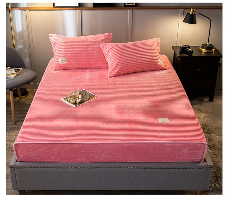 Pink sheet Зимнее мягкое теплое Красное Желтое Коралловое бархатное лоскутное одеяло покрывало пододеяльник king size Фланелевое уплотненное теплое пуховое одеяло постельное белье - Цвет: Pink sheet