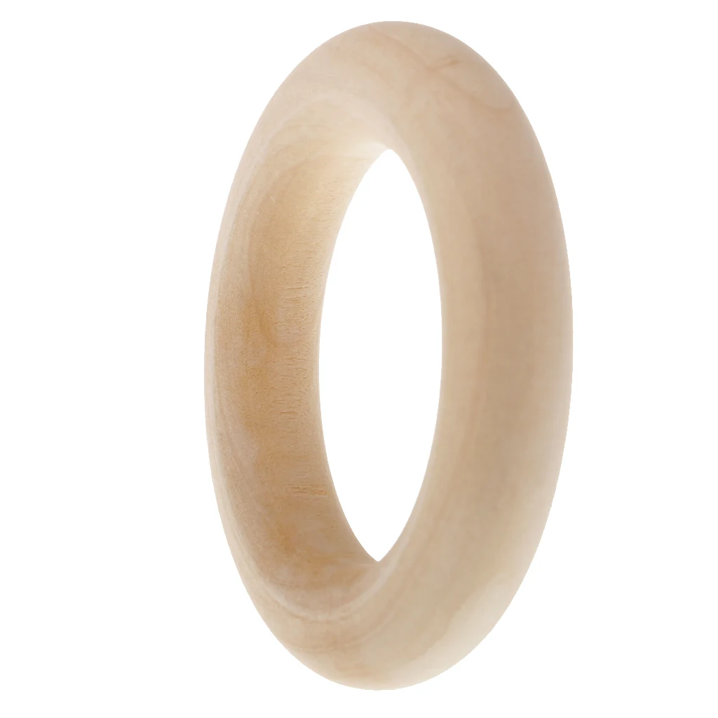 10 Pieces 58mm Baby Natural Teething Rings Wooden Loop for DIY Necklace Bracelet Crafts