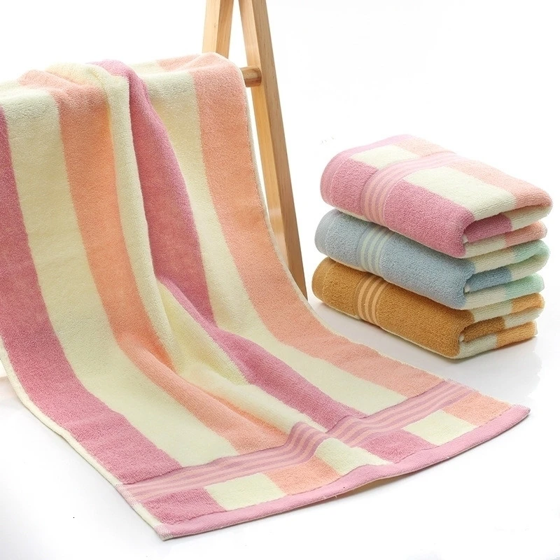 Модное цветное Полосатое Хлопковое полотенце для мужчин и женщин, полотенце для спортзала, путешествий, отеля, сауны, пляжа, портативное банное полотенце, Подарочный платок - Цвет: Многоцветный