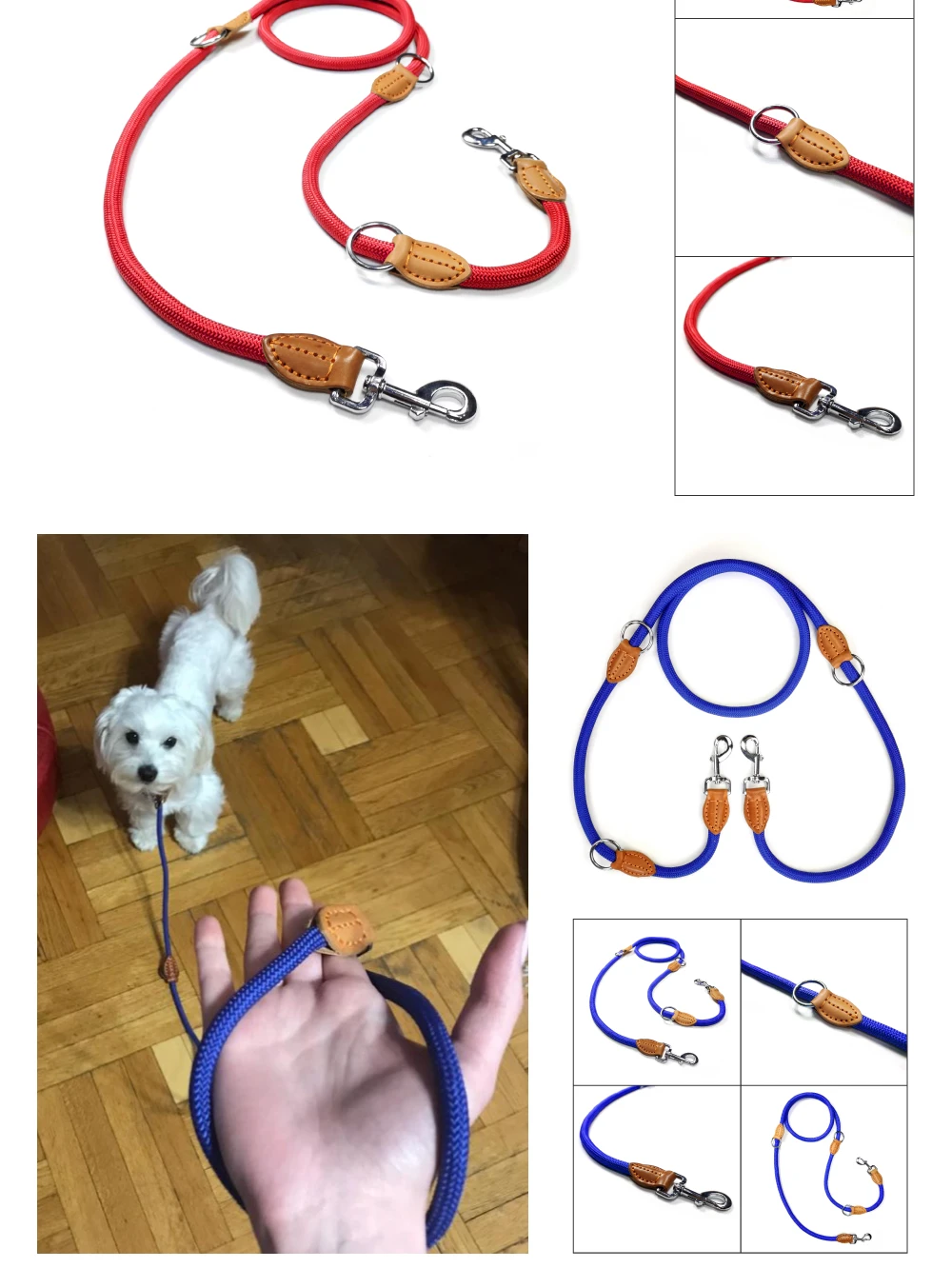 Multifunction Double Leash P chain Collar Two Dog Leashes Nylon Adjustable Long Short Dog Training Leads Tied Dog Supplies light up dog collar