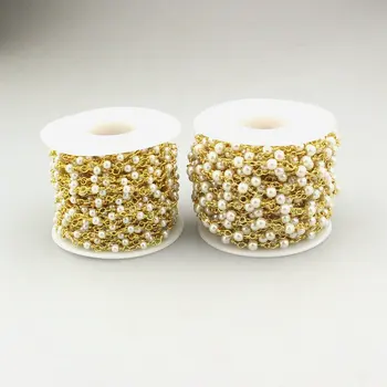 

3/4mm bead 10meters 1 roll/lot Fashion rosary chain,freshwater pearl bead chain,handmade bracelet /necklace jewelry wholesale