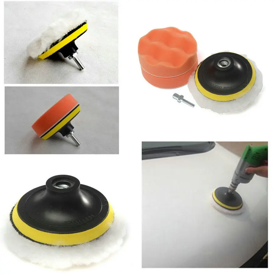 4X 4/" Almohadilla de búfer bruto Polaco Pulido Kit con Pulidora Coche Adaptador Para Taladro