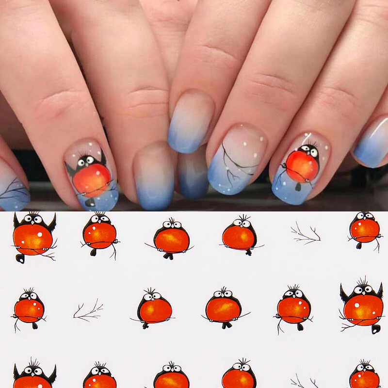 3D стикер для ногтей, рисунок птицы из мультфильма, популярный слайдер для ногтей, стикер для ногтей, сделай сам, Маникюр украшения для ногтей - Цвет: 01