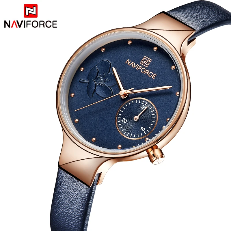 Часы NAVIFORCE женские кварцевые простой синий цвет|Женские часы| |