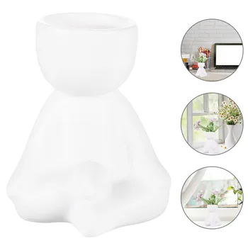 

1pc Humanoid Ceramic Flowerpot Stylish Exquisite Garden Plant Pot Desktop Decor for Home Office