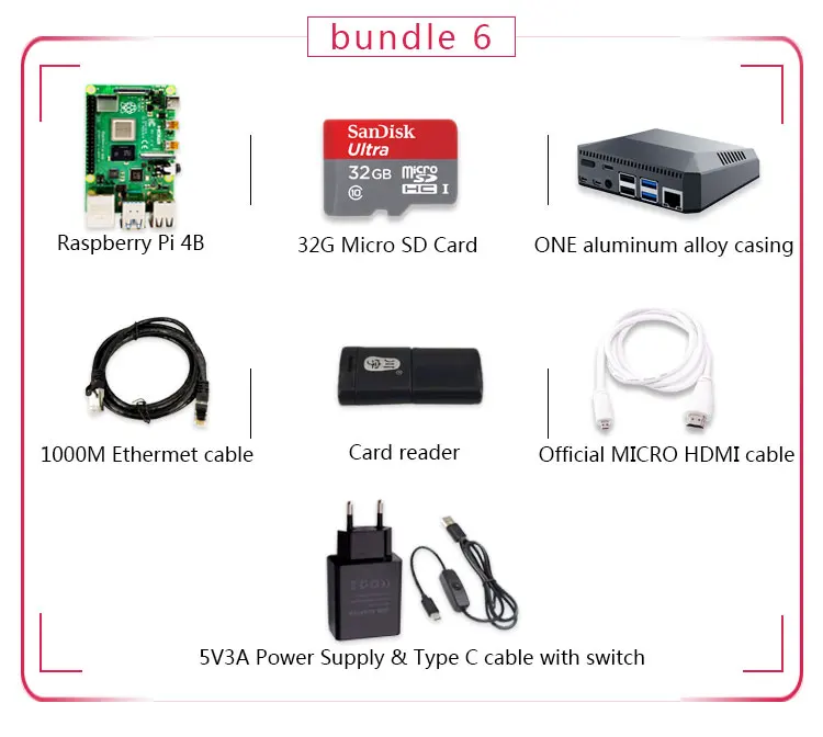 Raspberry Pi 4 Модель B 2G Комплект Pi 4 плата Micro HDMI кабель источник питания с переключателем чехол с вентилятором радиаторы