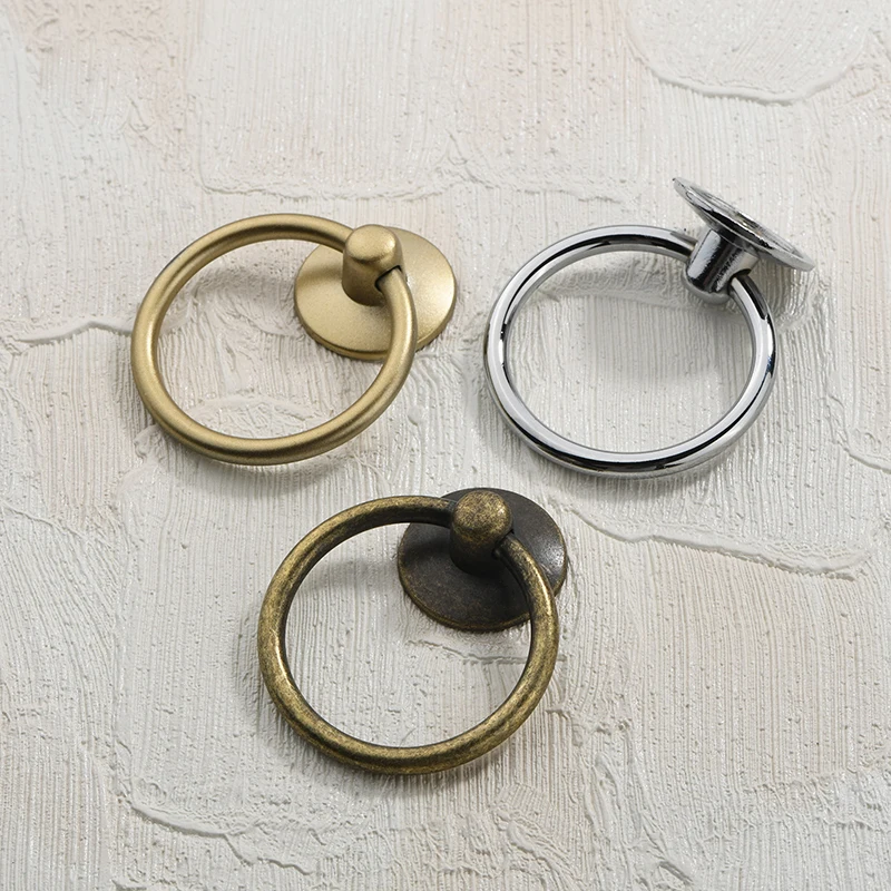 furniture handles 2Pc Vintage Round Ring Furniture Door Pull Handle Alloy Cabinet Dresser Drawer Knobs Handle Cupboard For Jewelry Box Door Ring