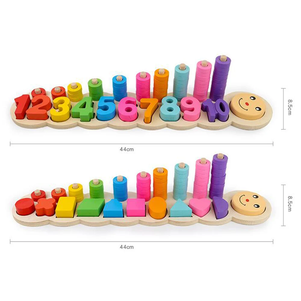 

Wooden Caterpillar Digital Shape Pairing Cognitive Logarithmic Plate Toy for Children
