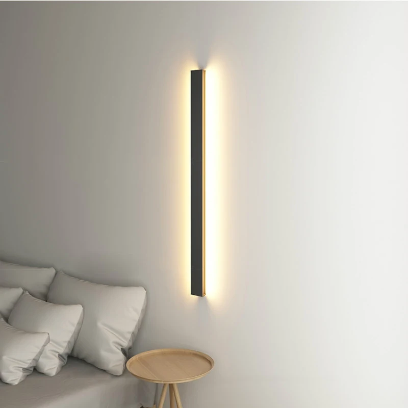MagiDeal Minimalist Creative Long Wall Sconce Modern LED Outdoor Yard Background Wall Sconce Living Room Bedroom Bedside Wall Sconce Lighting 80x9x4cm Warm Light Black