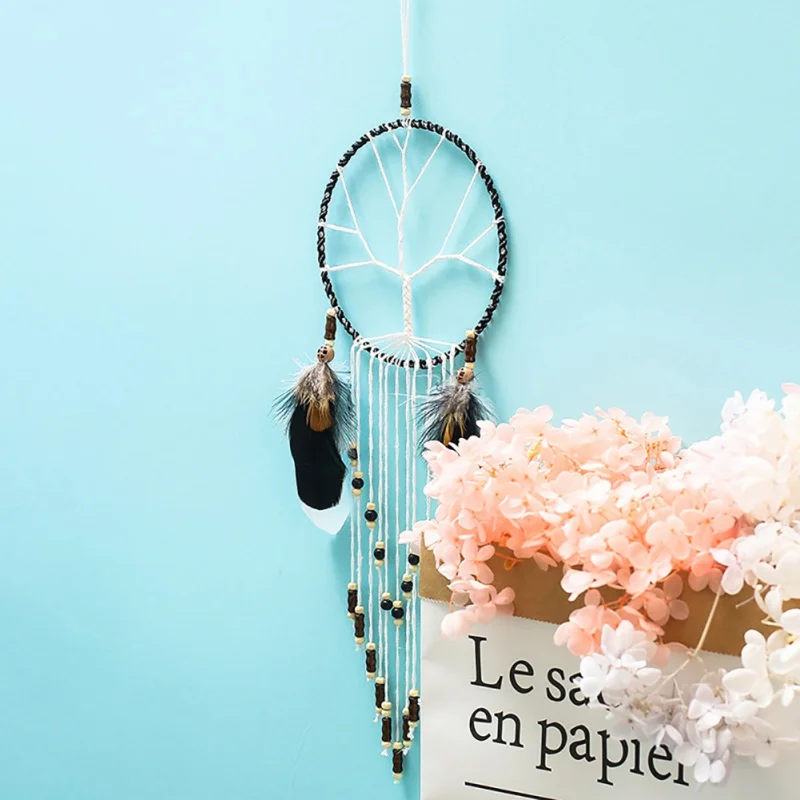Mystery Indian Dream Net Feather Wall Hanging Decor Wind Chimes Decoration Ornaments Flower Wind Chime Home Pendant Decor