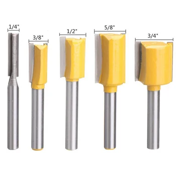 

5Pcs 1/4\\\" Shank Straight Woodworking Router Bit Set Carpenter Milling Cutter